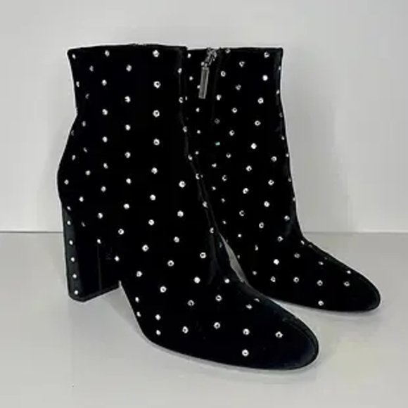 Saint Laurent Crystal Studded Black Ankle Boots - Picture 1 of 11